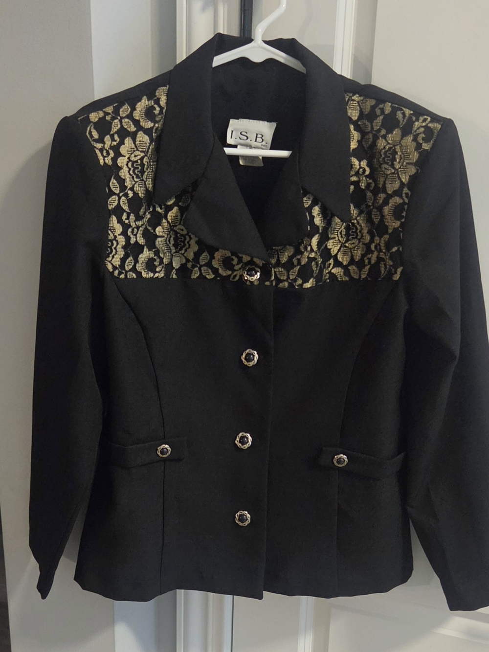 I.S.B. Black Blazer with Gold Lace Yoke